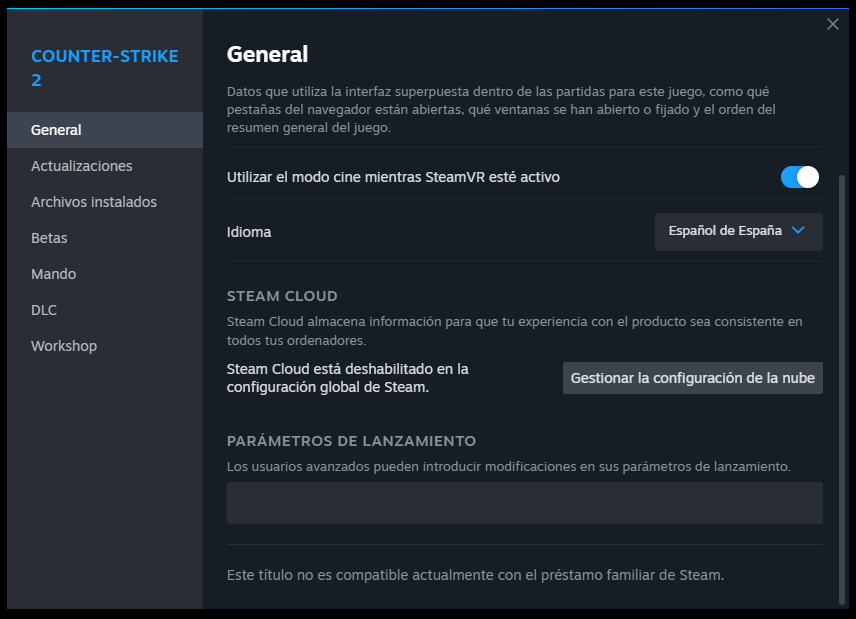 CS2 Parameters in Steam